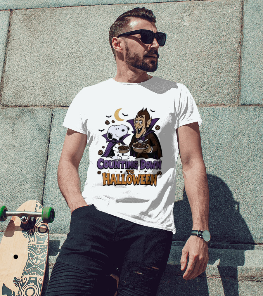 Peanuts Snoopy And Dracula Counting Down To Halloween T-Shirt