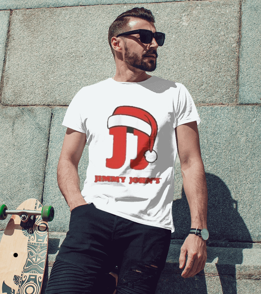 Jimmy John's Festive Santa Hat Christmas T-Shirt