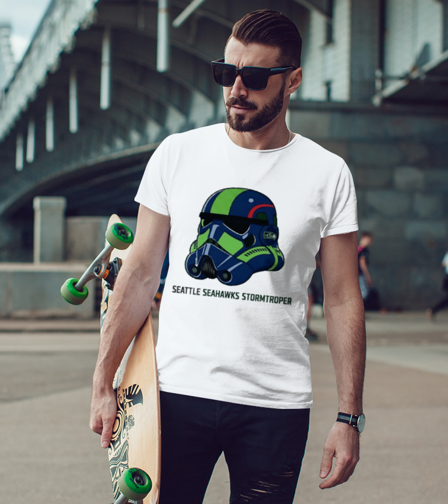 Seattle Seahawks Stormtrooper Game Day Galactic Helmet T-Shirt
