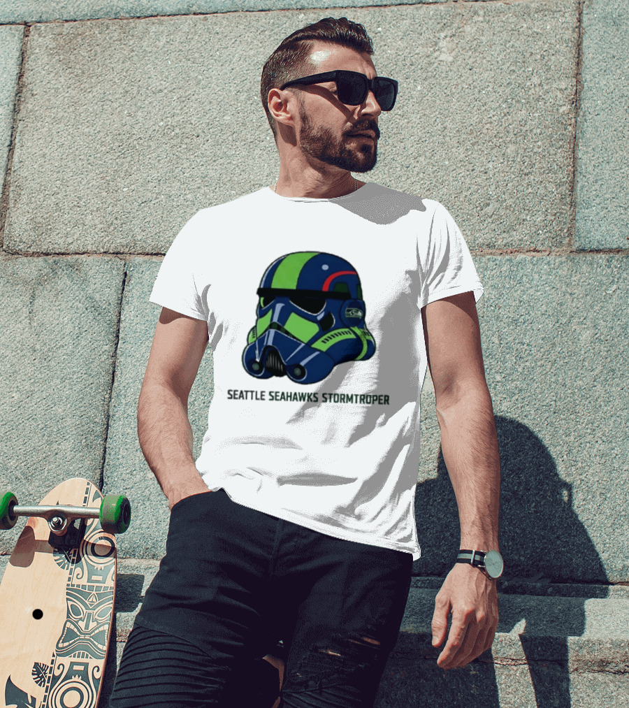 Seattle Seahawks Stormtrooper Game Day Galactic Helmet T-Shirt