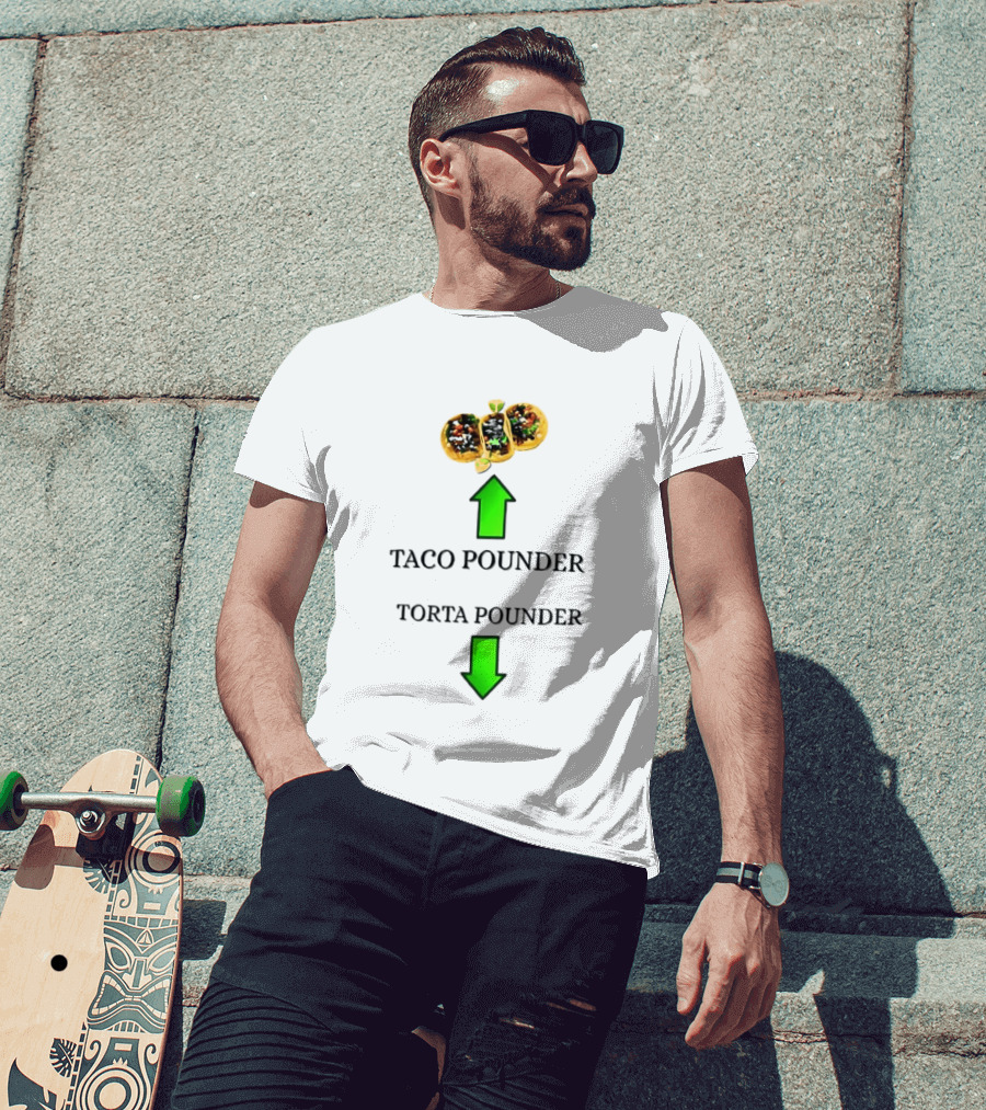 Taco Pounder Torta Pounder Trio Mexican Tacos Lime Green Arrows T-Shirt