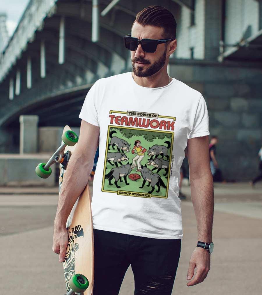 The Power Of Teamwork Group Dynamics Child Surrounded By Wolves T-Shirt