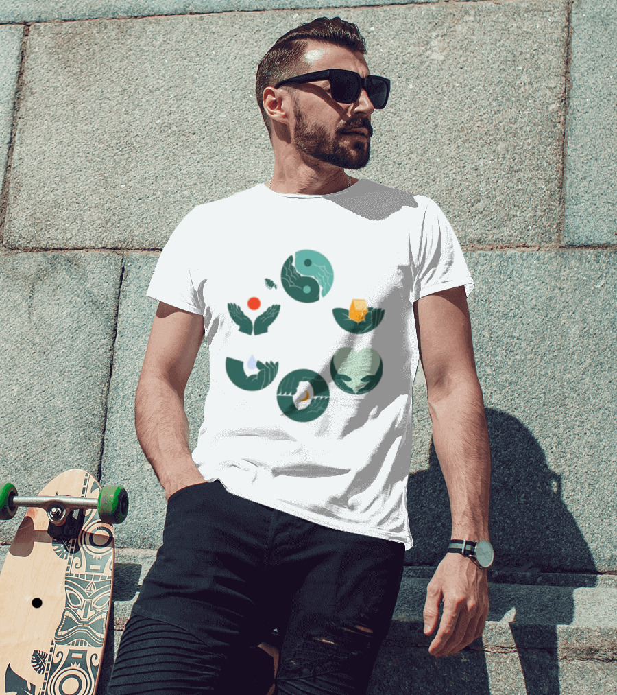 Tors Store Yin Yang Elements Hands Nature T-Shirt