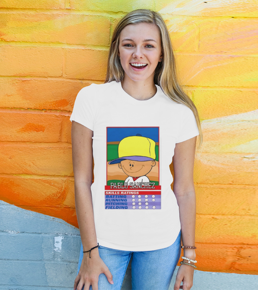 Trending Pablo Sanchez Skills Ratings Card Batting Running Pitching Fielding T-Shirt