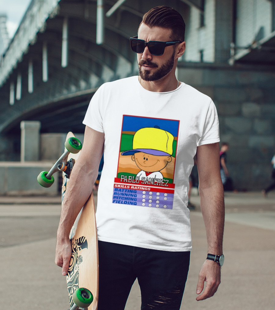 Trending Pablo Sanchez Skills Ratings Card Batting Running Pitching Fielding T-Shirt