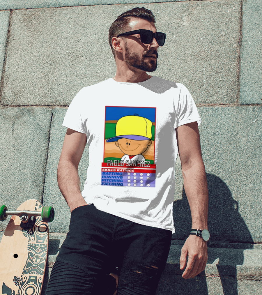 Trending Pablo Sanchez Skills Ratings Card Batting Running Pitching Fielding T-Shirt