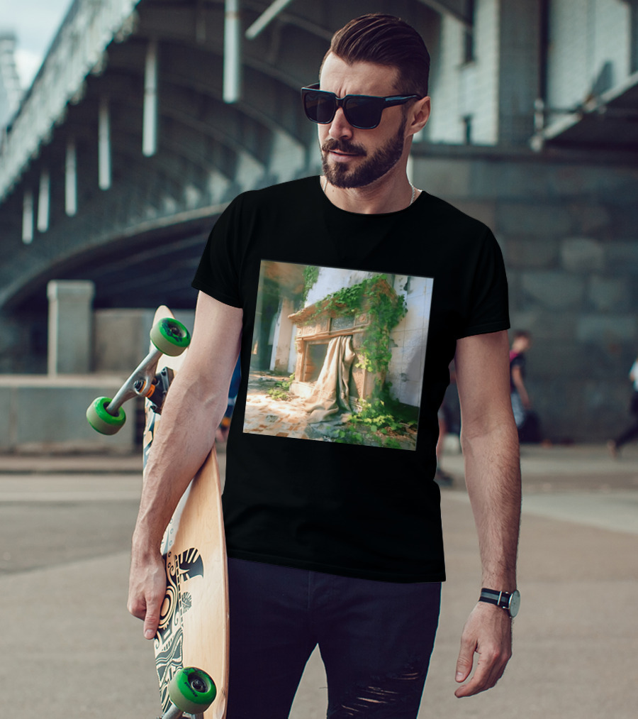 Abandoned Fireplace With Overgrown Ivy And Ruins Ambience T-Shirt