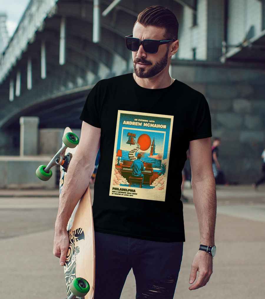 Andrew McMahon An Evening With Philadelphia Aug 6 Intimate Solo Show Theatre Of Living Arts Tour T-Shirt