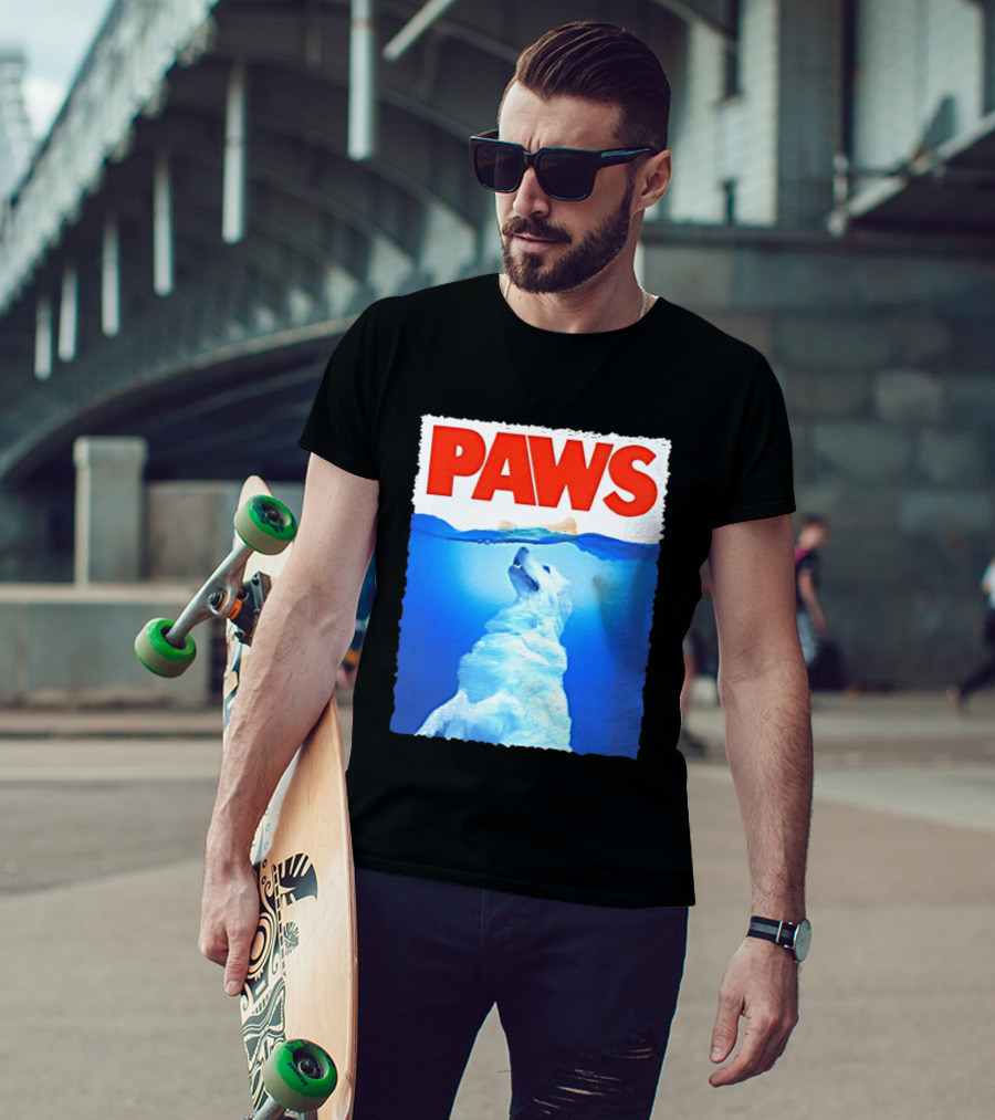 PAWS Classic Parody With Diving Dog Image T-Shirt