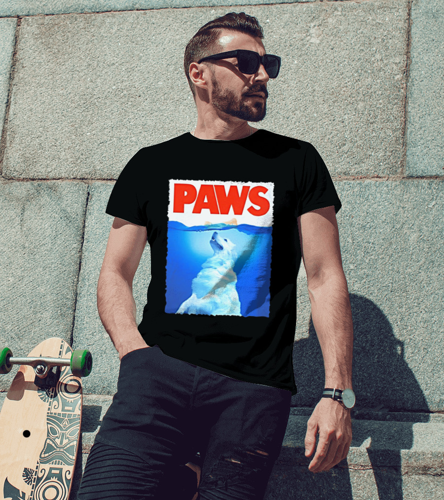 PAWS Classic Parody With Diving Dog Image T-Shirt