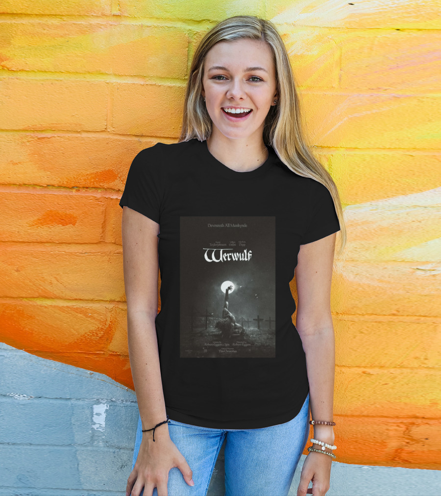 Devoureth All Mankynde Werwulf Aaron Taylor Johnson Willem Dafoe Lily Rose Depp Christmas 2026 T-Shirt
