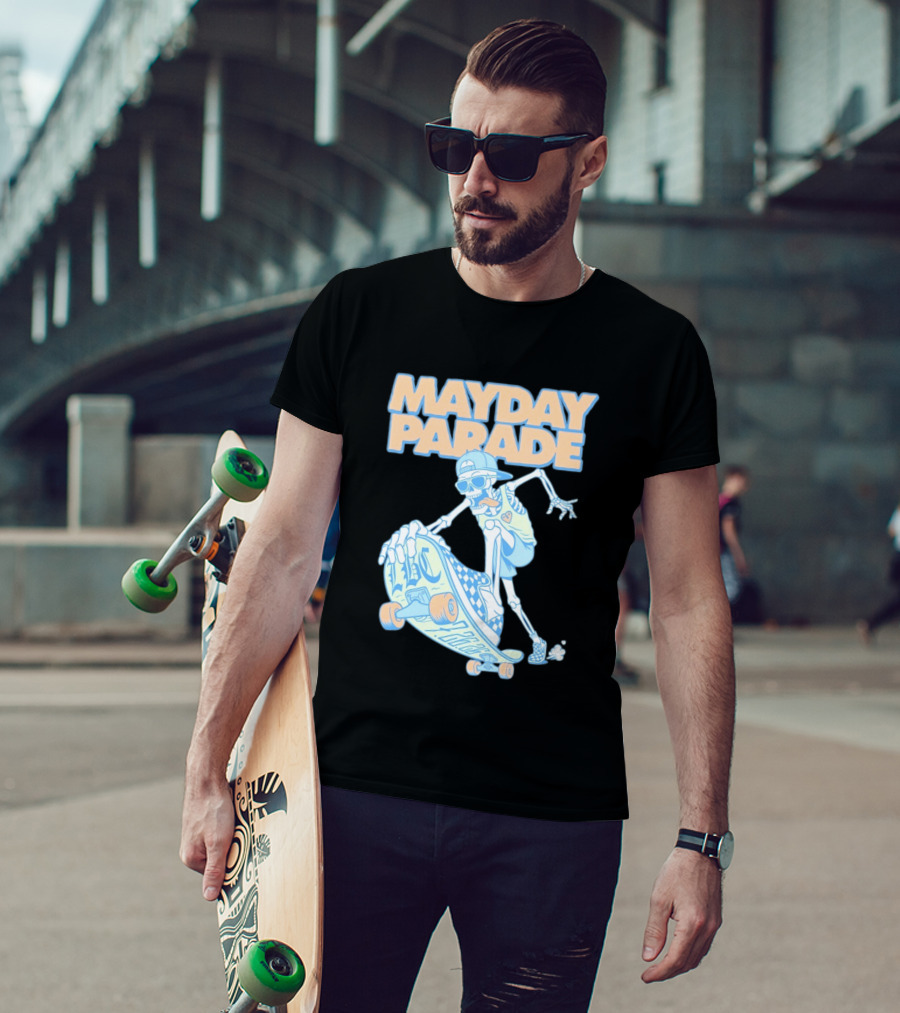 Mayday Parade Skeleton Skater With LBC 72626 Board T-Shirt