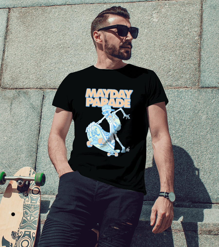 Mayday Parade Skeleton Skater With LBC 72626 Board T-Shirt
