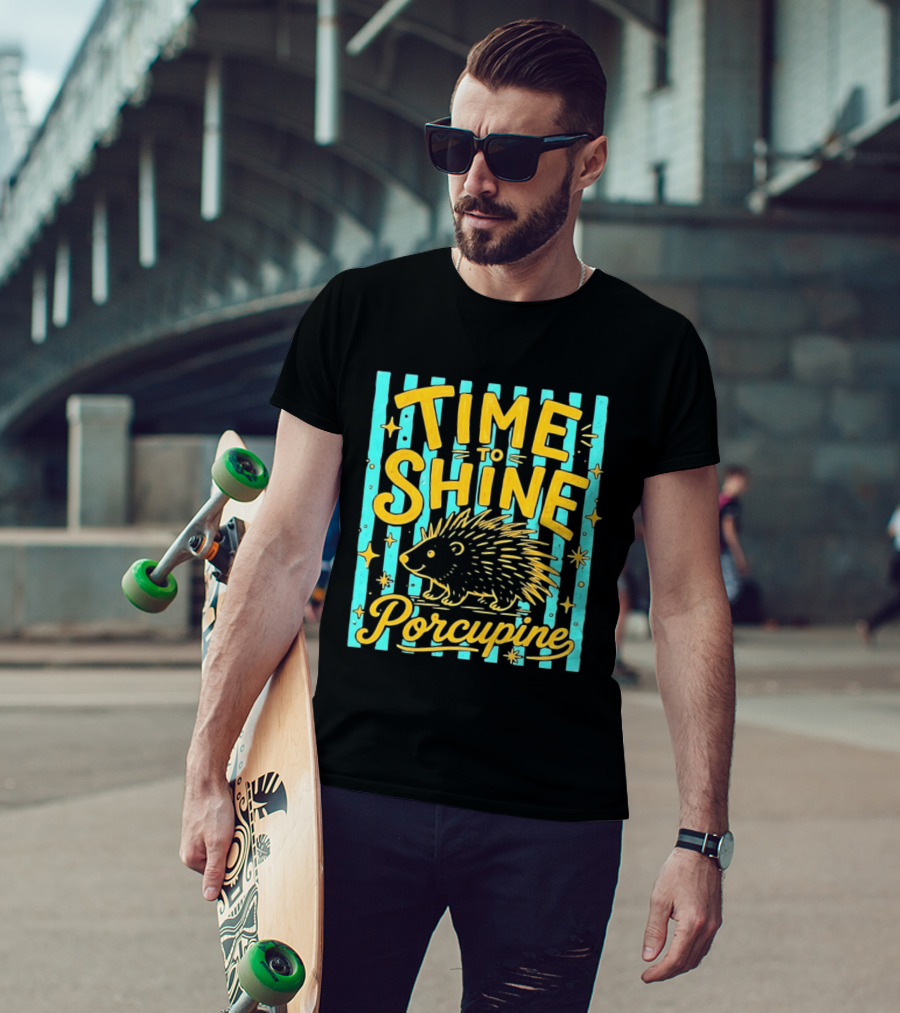 Time To Shine Porcupine Bright Animal Nature T-Shirt