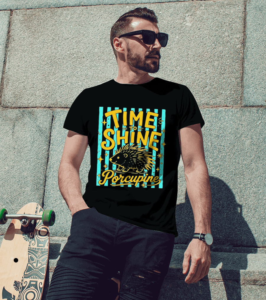 Time To Shine Porcupine Bright Animal Nature T-Shirt