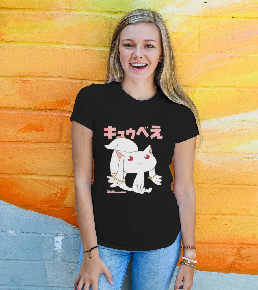 Puella Magi Madoka Magica Kyubey Anime Character Red Eyes T-Shirt
