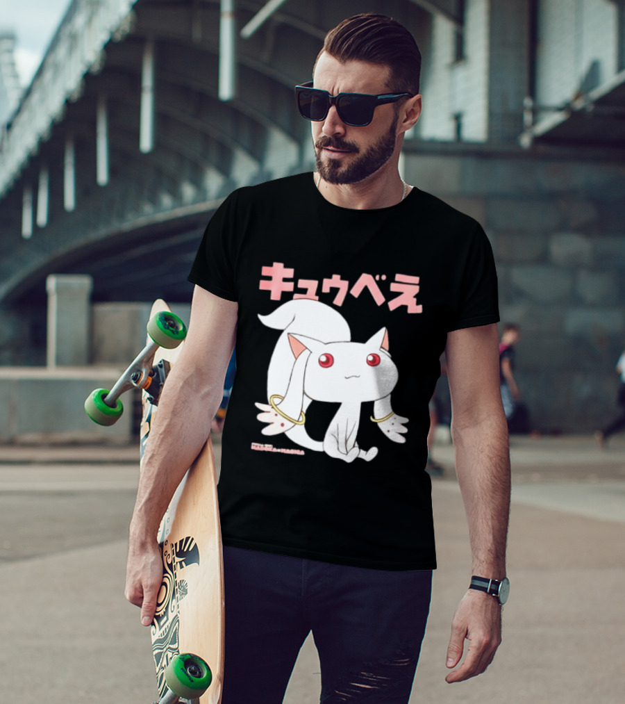 Puella Magi Madoka Magica Kyubey Anime Character Red Eyes T-Shirt