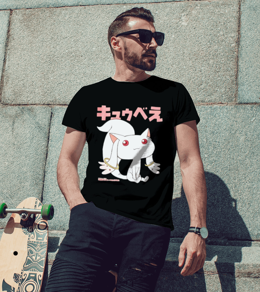 Puella Magi Madoka Magica Kyubey Anime Character Red Eyes T-Shirt