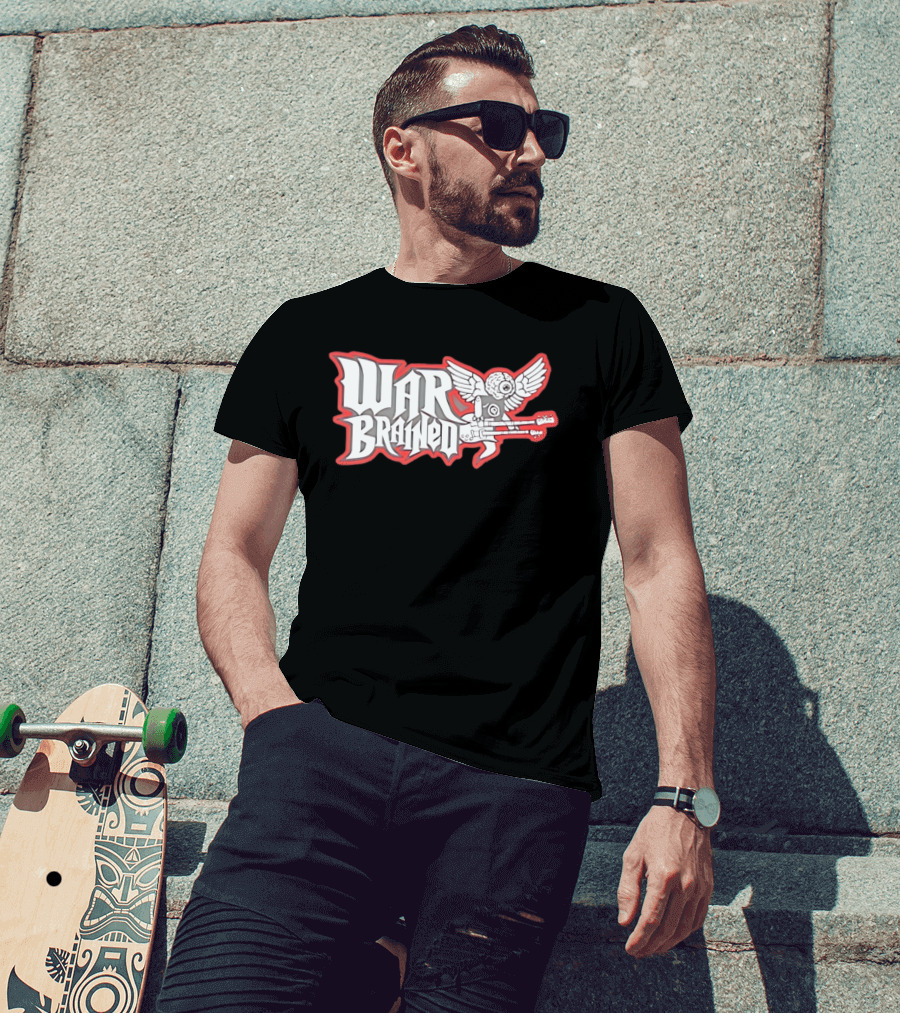 Quannic War Brained Alternative Rock Indie Music Winged Guitar Brain T-Shirt