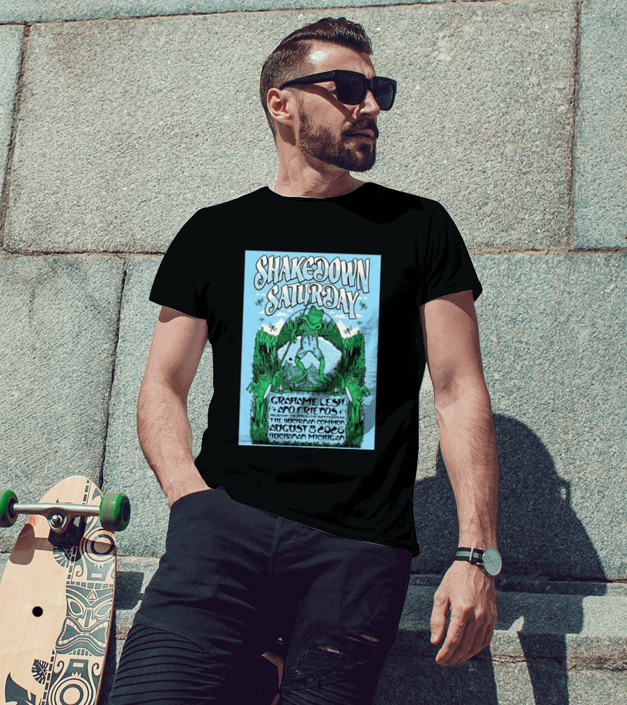 Grahame Lesh Shakedown Saturday August 8 2026 Buchanan Michigan Frog Art Trees Grahame Lesh And Friends Breakfast For Dinner Live Music Event T-Shirt