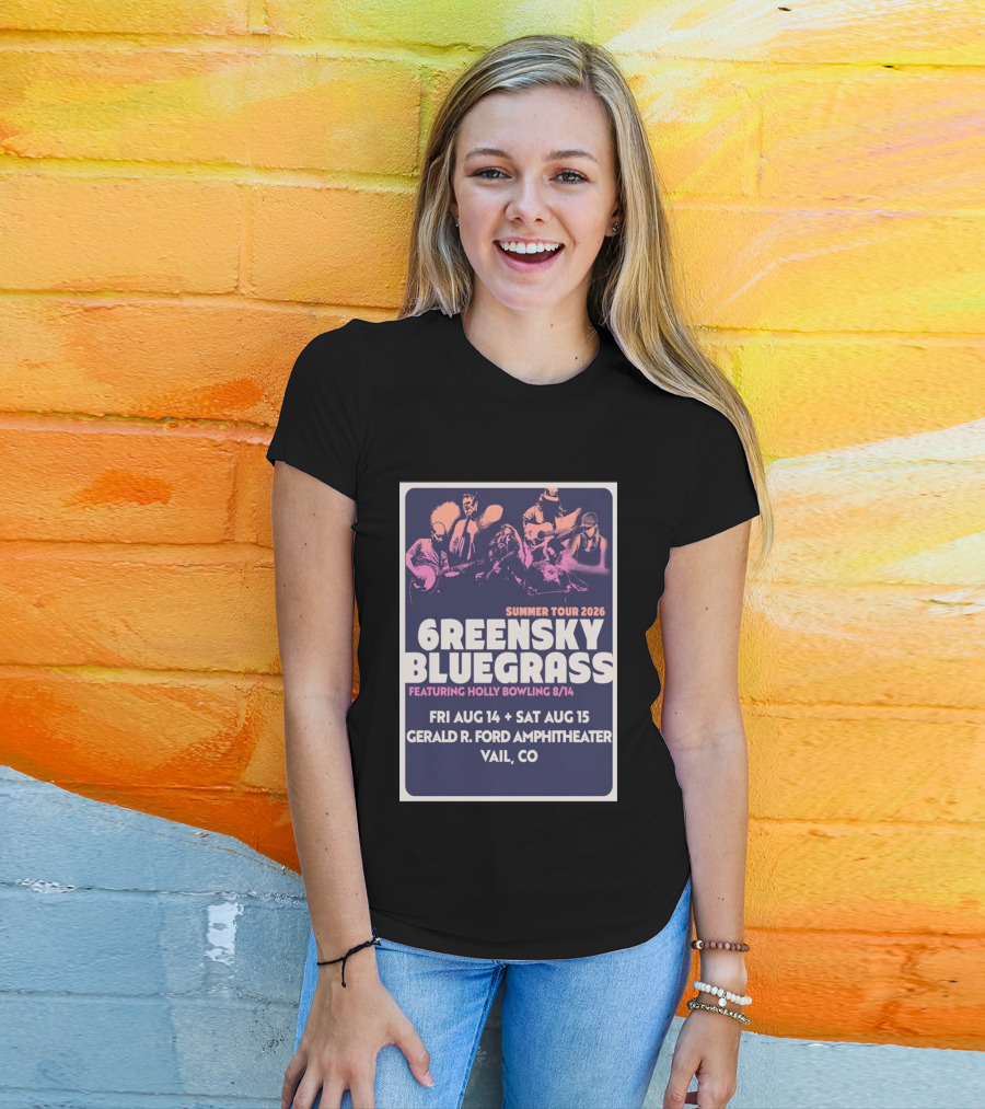 Greensky Bluegrass Summer Tour 2026 Vail CO Featuring Holly Bowling Aug 14 15 Gerald R Ford Amphitheater T-Shirt