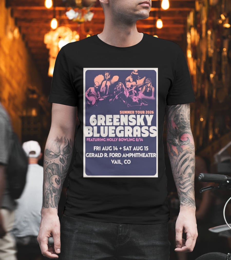 Greensky Bluegrass Summer Tour 2026 Vail CO Featuring Holly Bowling Aug 14 15 Gerald R Ford Amphitheater T-Shirt