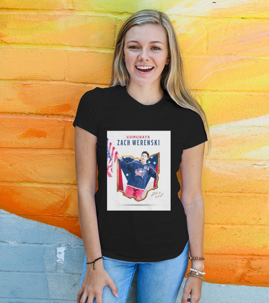 Congrats Zach Werenski USA Columbus Blue Jackets Hockey Celebration T-Shirt