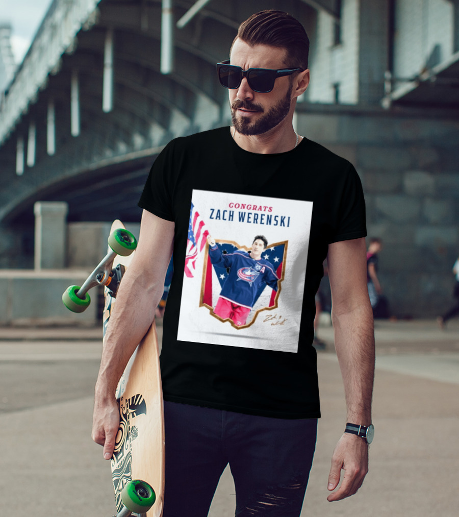 Congrats Zach Werenski USA Columbus Blue Jackets Hockey Celebration T-Shirt