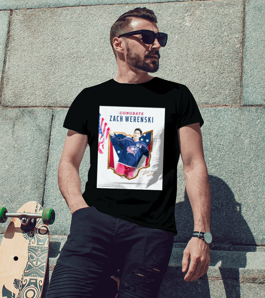 Congrats Zach Werenski USA Columbus Blue Jackets Hockey Celebration T-Shirt