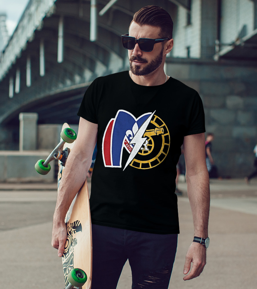 Boston Raiders Montreal Metros Hockey Rivalry Shane Ilya ESTD Fleur De Lis Puck T-Shirt