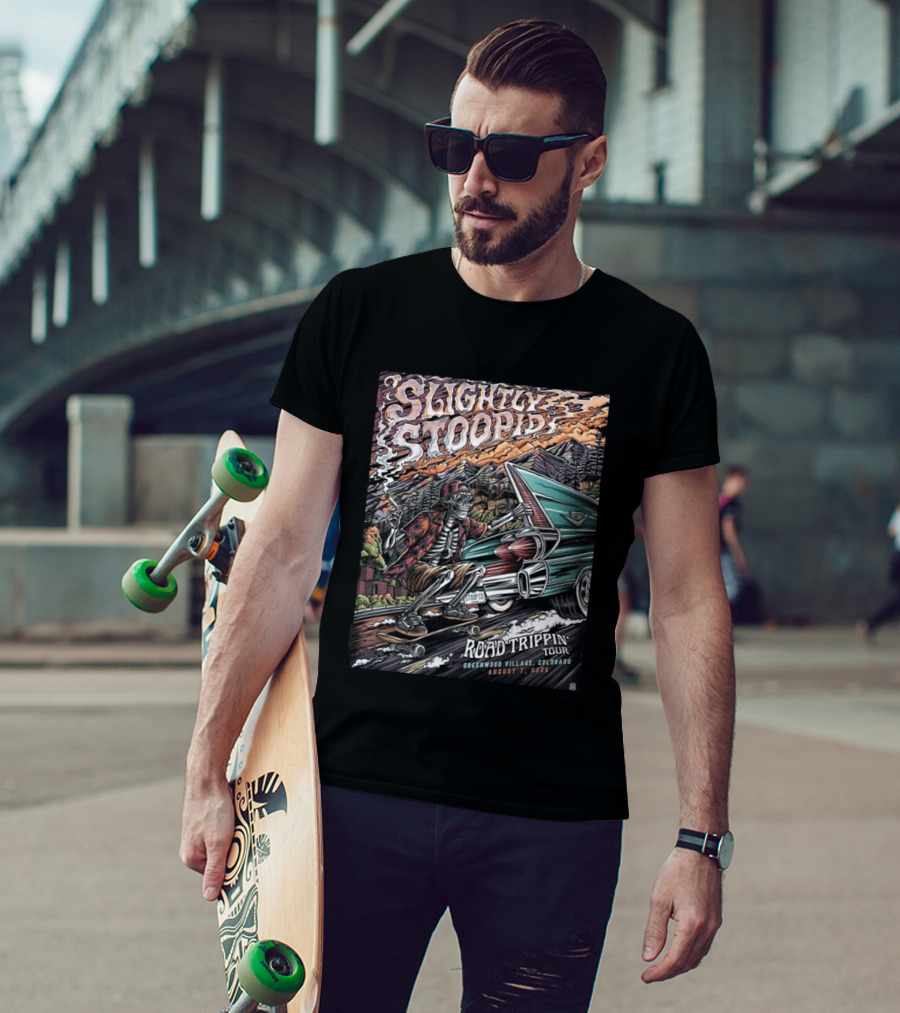 Slightly Stoopid Road Trippin Tour Greenwood Village Colorado August 7 2026 Fiddler's Green Amphitheatre T-Shirt
