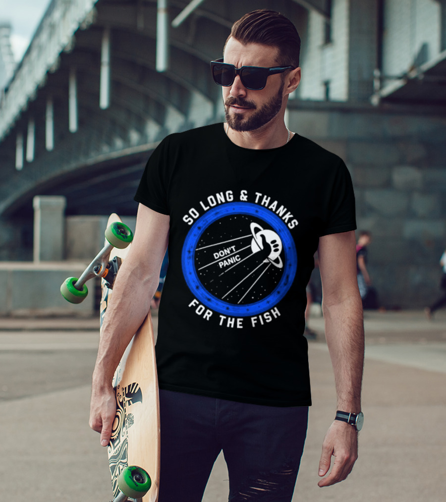 So Long And Thanks For The Fish Don't Panic Planetary T-Shirt