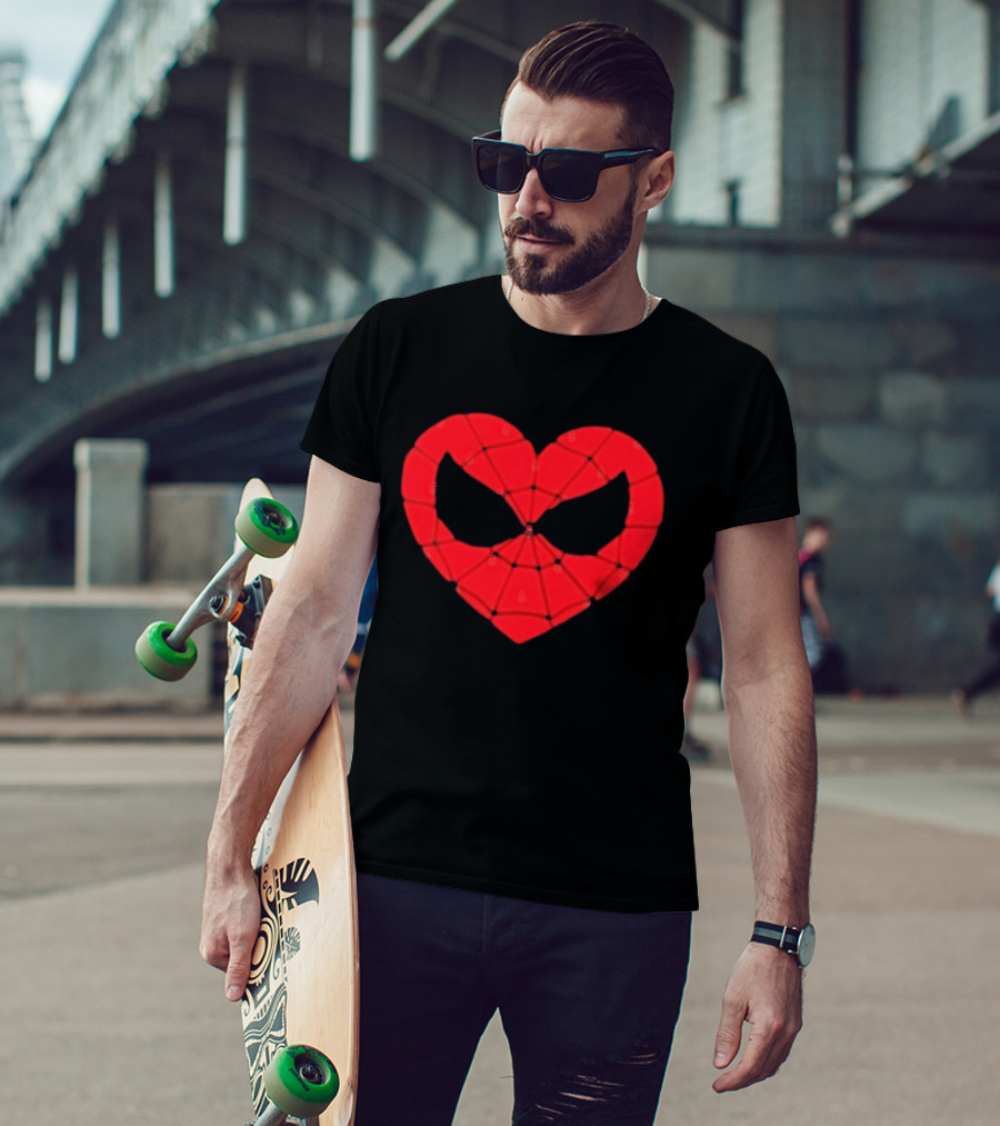 Spider Man Heart Web Mask Marvel Superhero T-Shirt