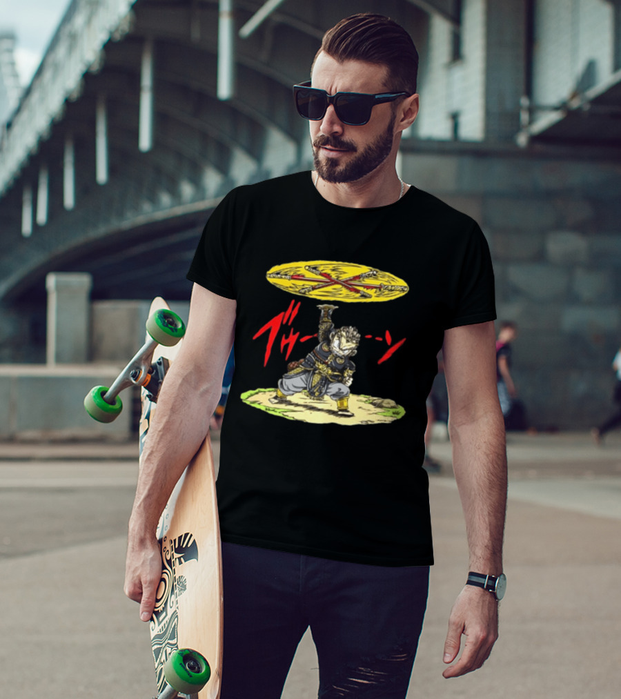 Ton Wukong Rotate The Stick Yellow Red Cartoon T-Shirt