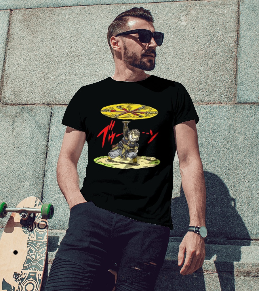 Ton Wukong Rotate The Stick Yellow Red Cartoon T-Shirt