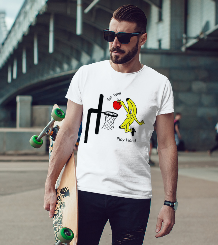 Banana Squad Basketball Eat Well Play Hard Dunking Apple T-Shirt