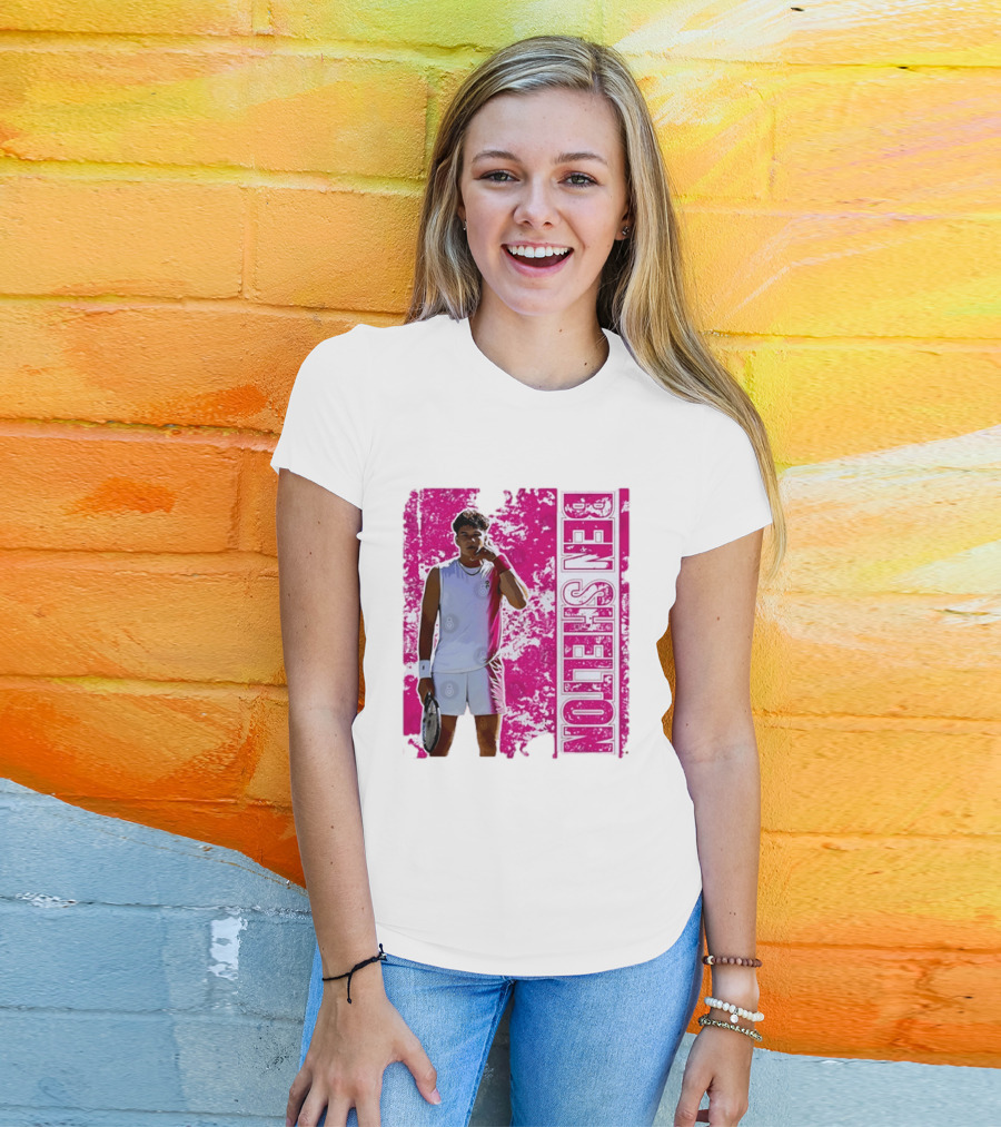 Ben Shelton Tennis Star Distressed Pink T-Shirt