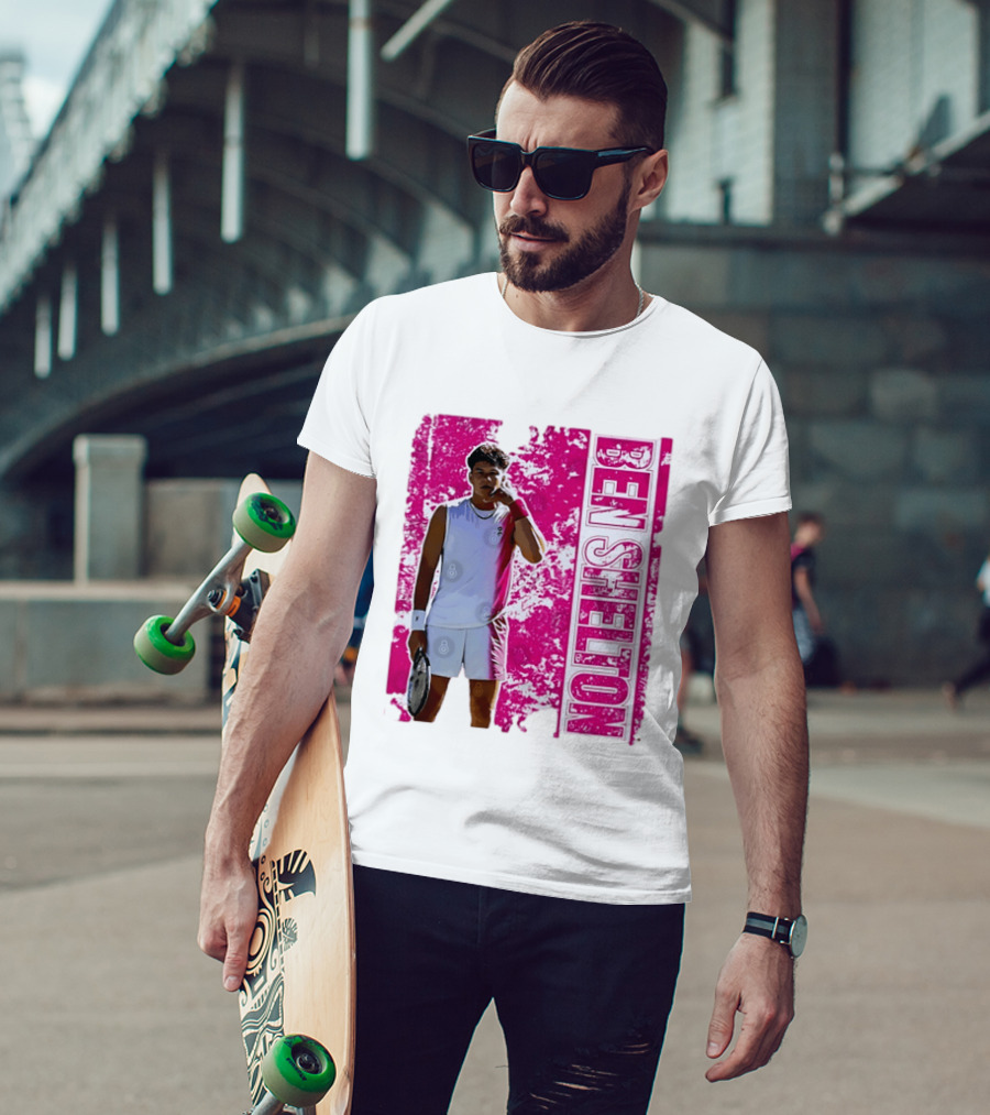 Ben Shelton Tennis Star Distressed Pink T-Shirt