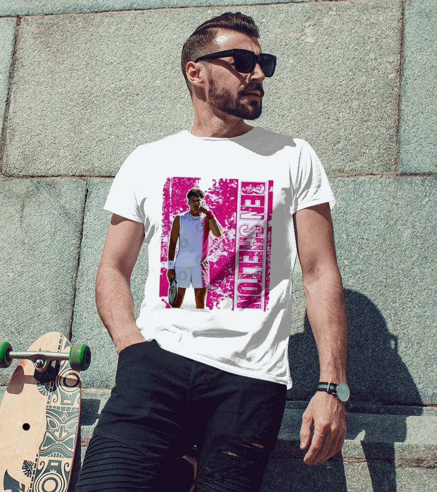 Ben Shelton Tennis Star Distressed Pink T-Shirt