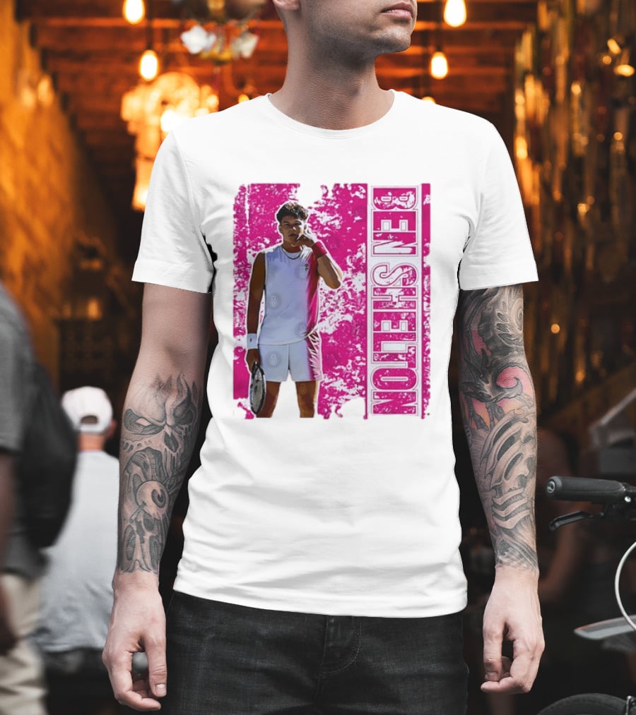 Ben Shelton Tennis Star Distressed Pink T-Shirt