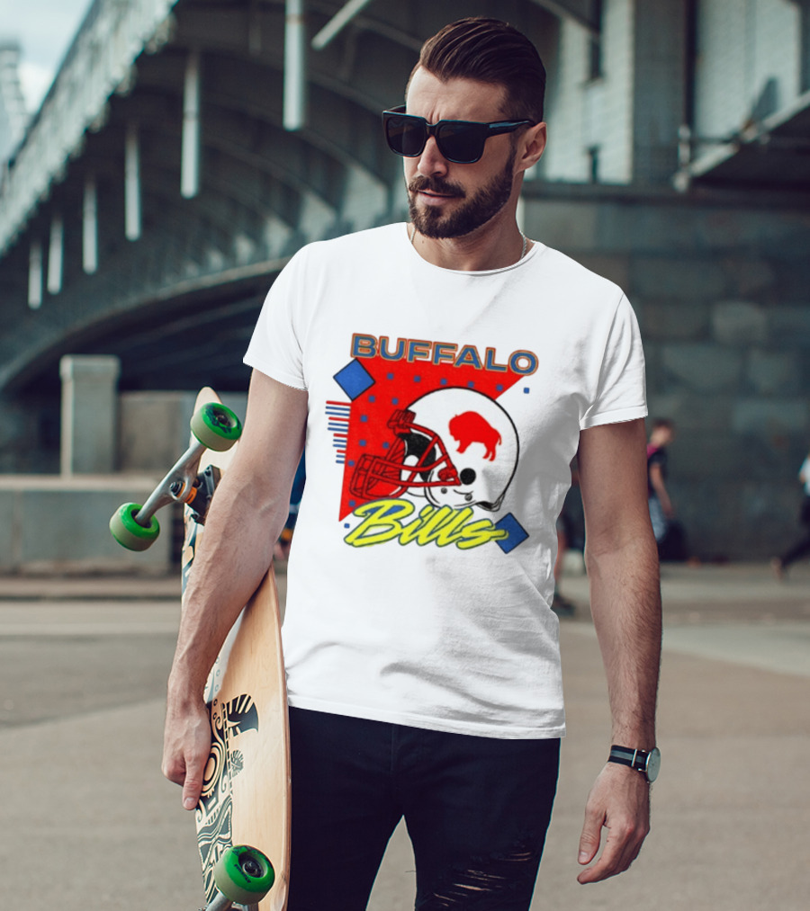 Buffalo Bills Football Helmet Retro 90s T-Shirt