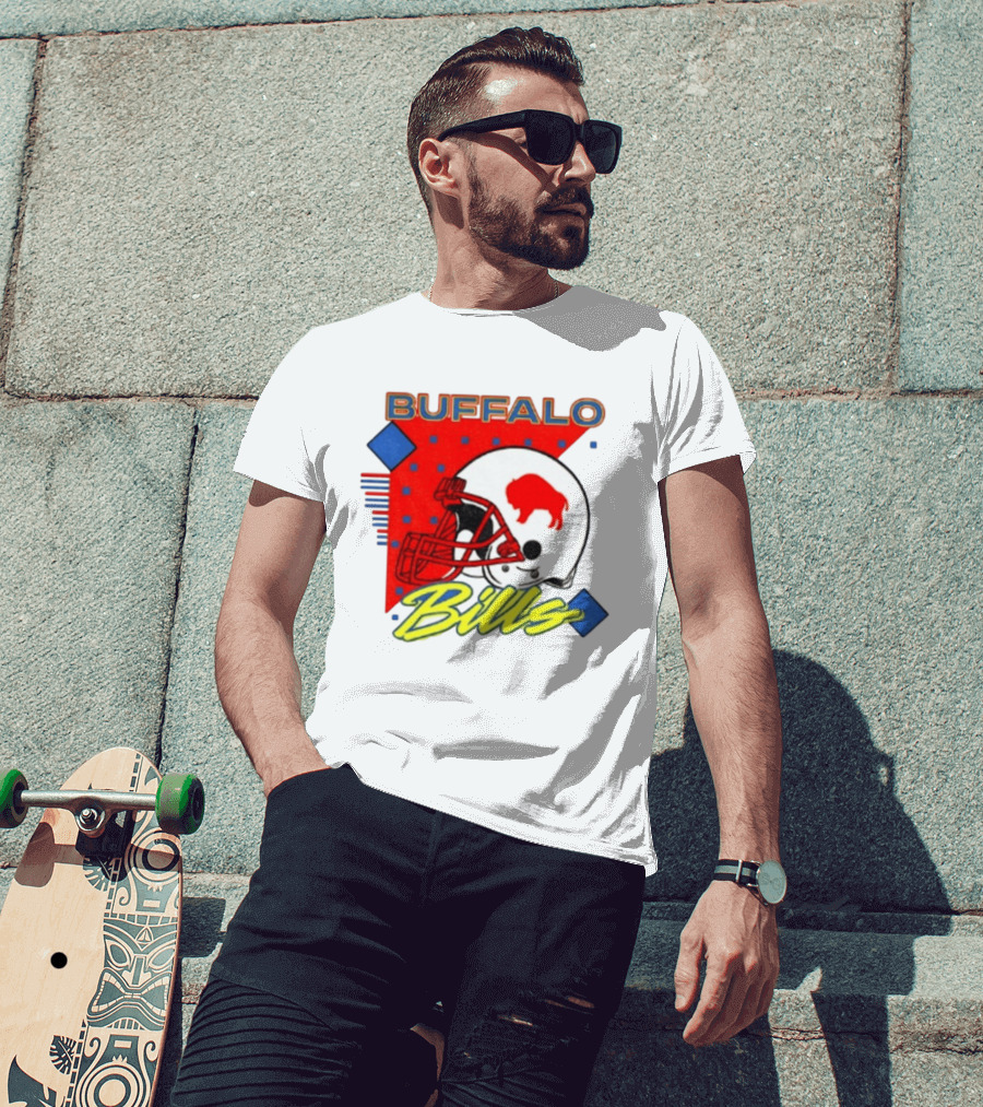 Buffalo Bills Football Helmet Retro 90s T-Shirt