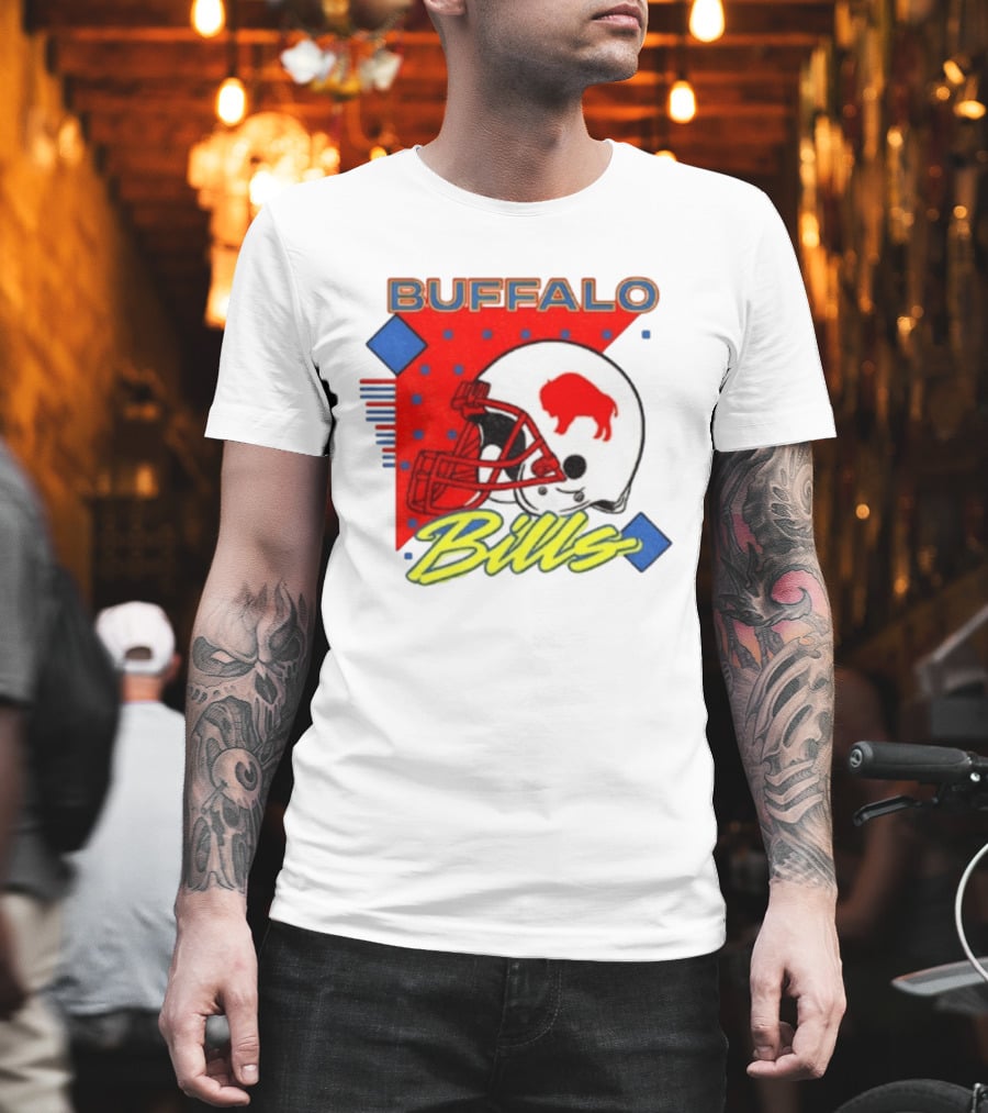Buffalo Bills Football Helmet Retro 90s T-Shirt