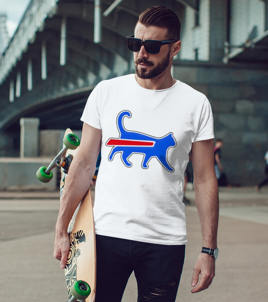 Buffalo Bills Cat Logo Parody Red And Blue T-Shirt