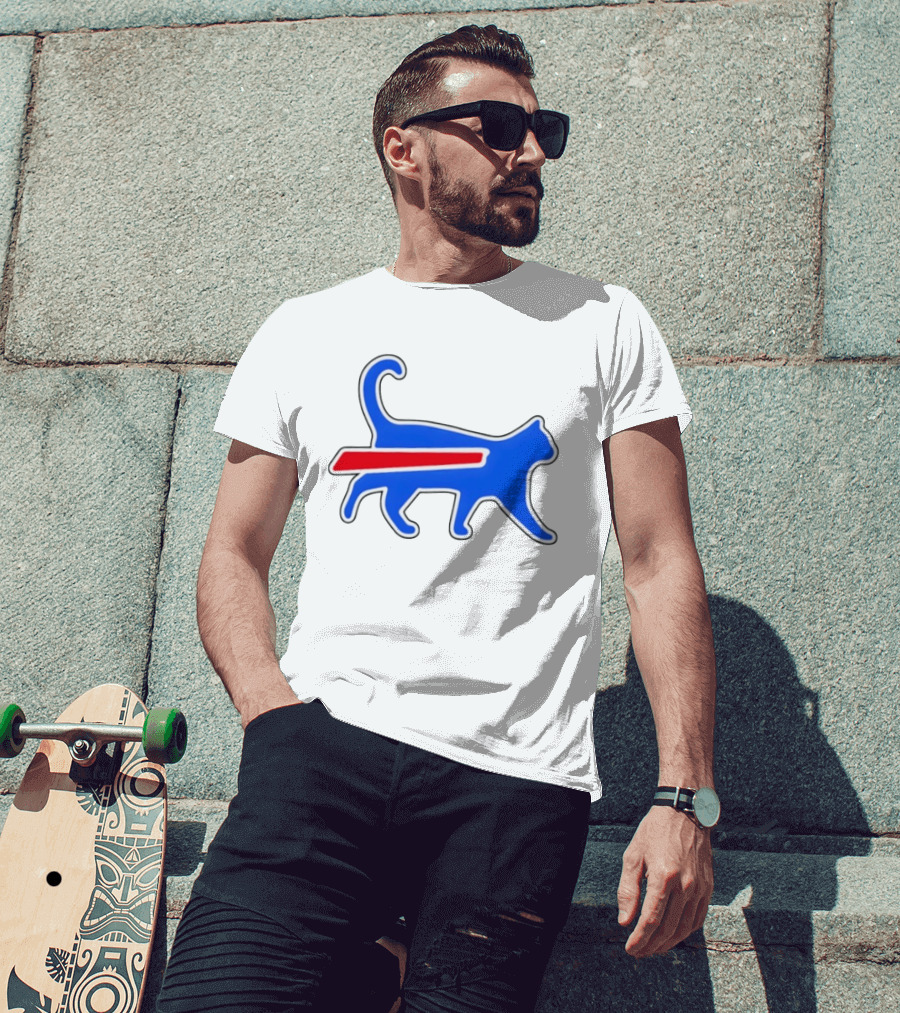 Buffalo Bills Cat Logo Parody Red And Blue T-Shirt
