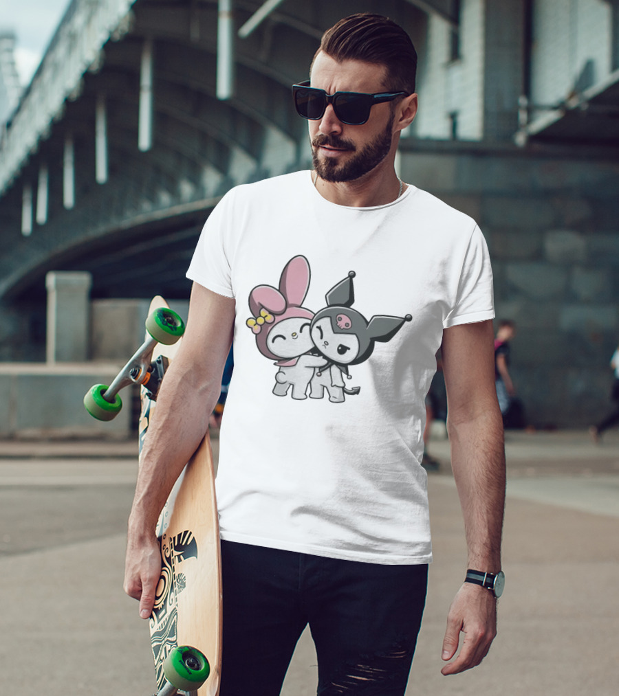 Sanrio My Melody And Kuromi Hugging Cute Characters T-Shirt