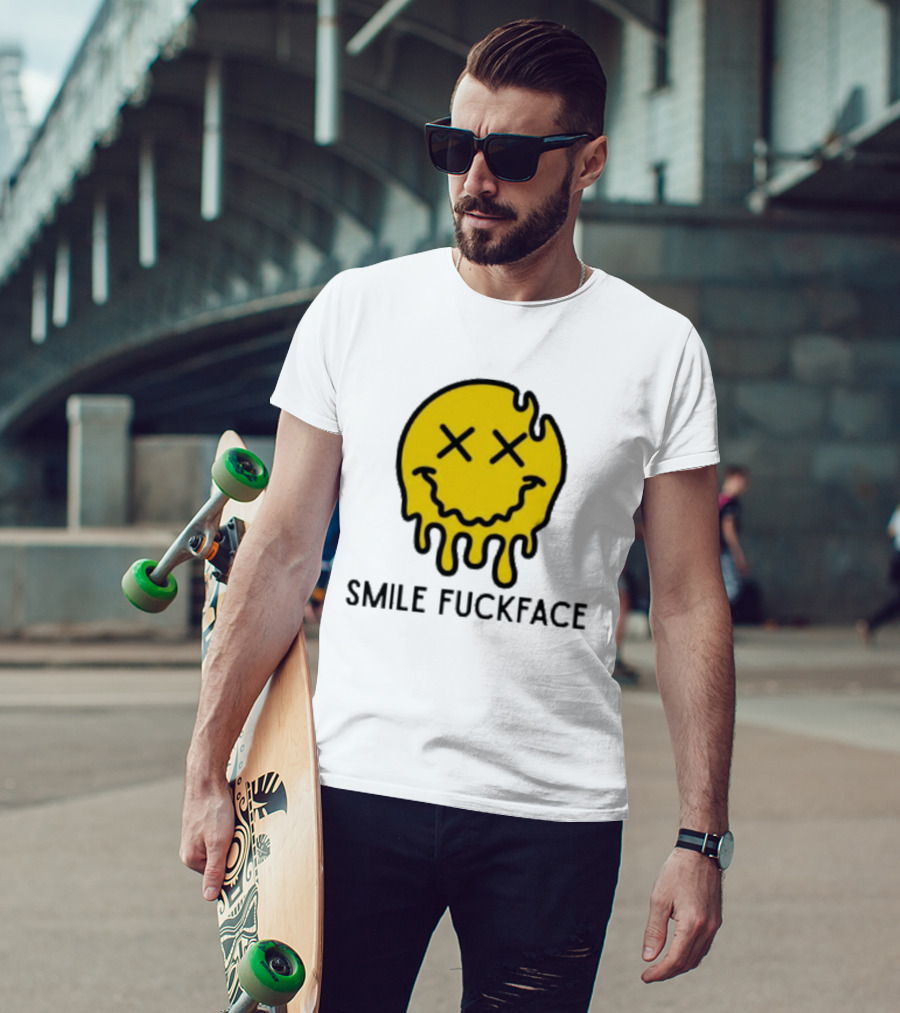 Smile Fuckface Melting Happy Smiley XX Eyes T-Shirt