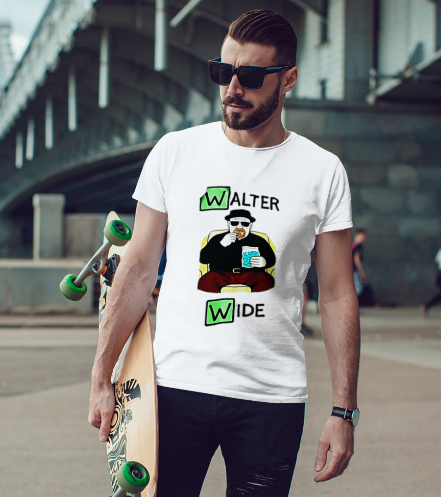 Walter Wide Breaking Bad Parody Green Letters Sitting Eating Blue Candy T-Shirt