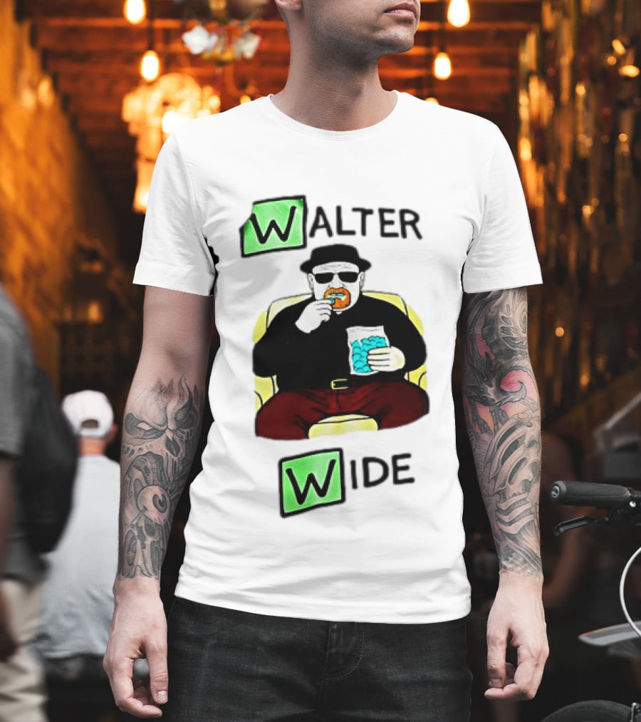 Walter Wide Breaking Bad Parody Green Letters Sitting Eating Blue Candy T-Shirt