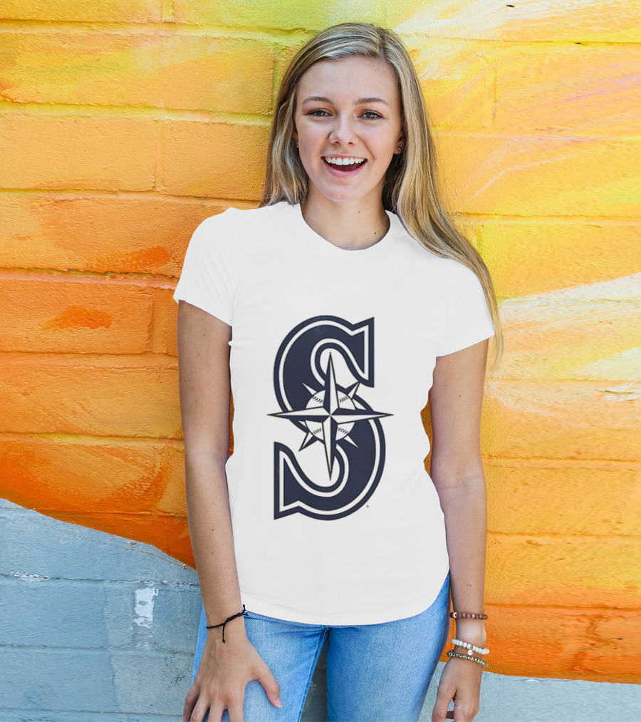 Seattle Mariners Tridents Up Compass Rose Iconography T-Shirt